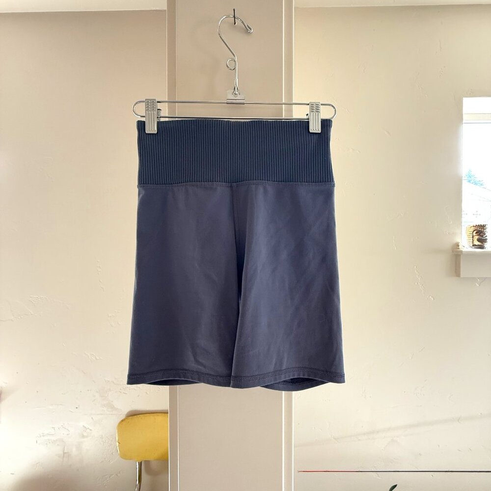 Vuori Navy Blue High-Waist Athletic Shorts